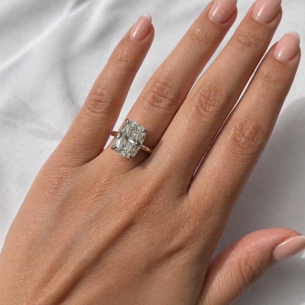 Signature Emily 3.5ct Elongated Cushion Cut Cathedral Engagement Ring image 1