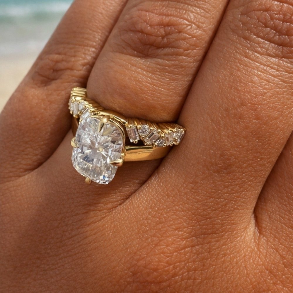 Signature Amina Open Bar Moissanite Mosaic Half Eternity Band image 4