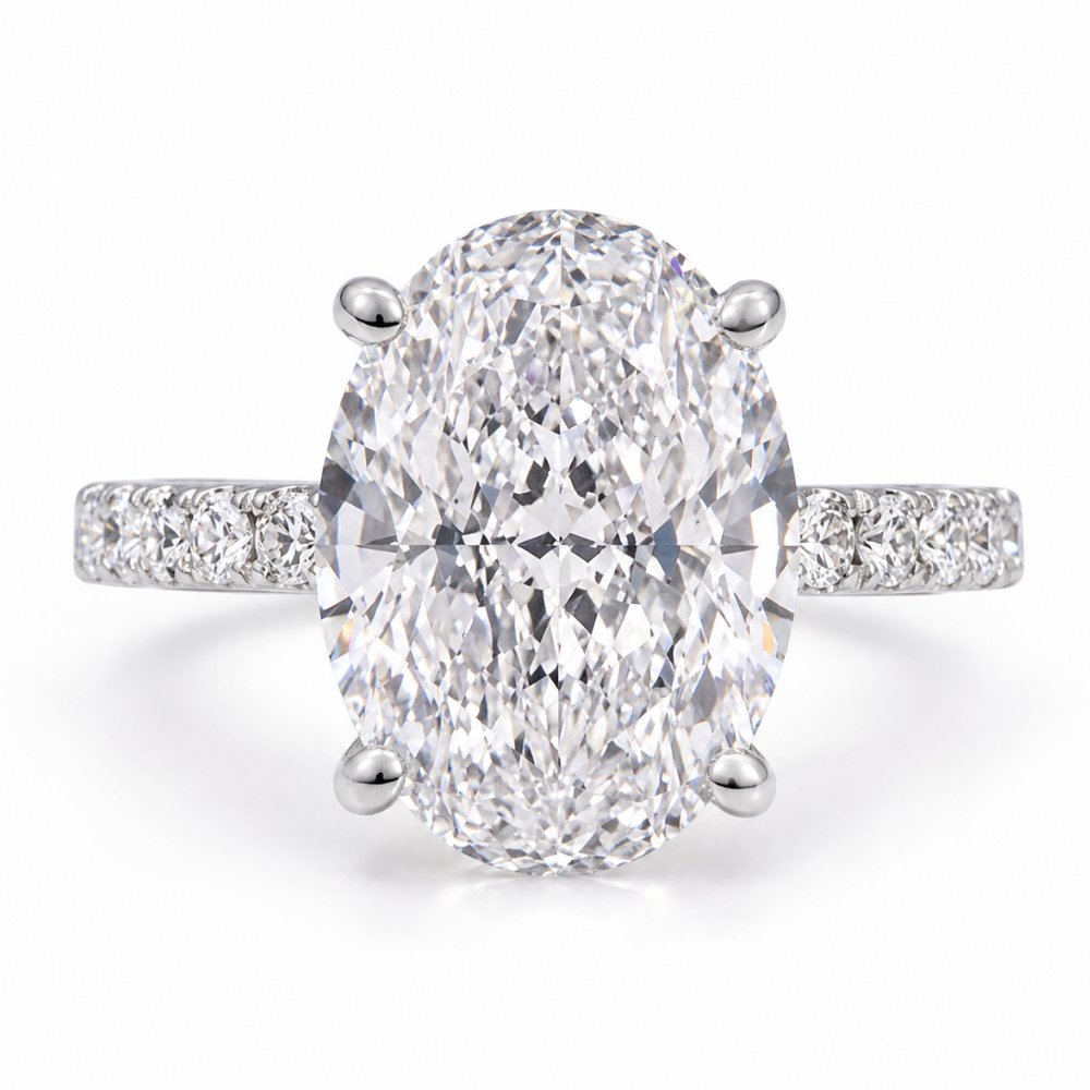 Signature Claire 3.5ct Oval Cut V Prong Pave Ring image 7