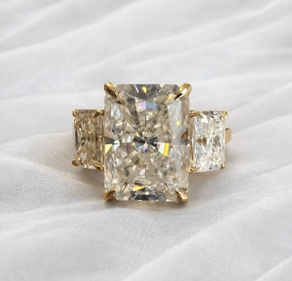 Emilia 6.6CTW Radiant Cut Trilogy Ring - M and F Series image 4