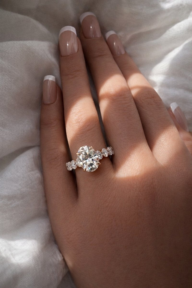 Valentina 6.1CTW Oval Cut Moissanite Engagement Ring - M and F Series image 2