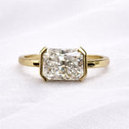 Signature Geo East West Half Bezel Radiant Cut 1.5-2ct Moissanite Ring image 4