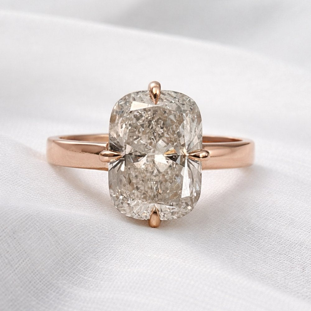 Christina 3ct Elongated Cushion Cut 3mm Wide High set Ring - M and F Series image 6