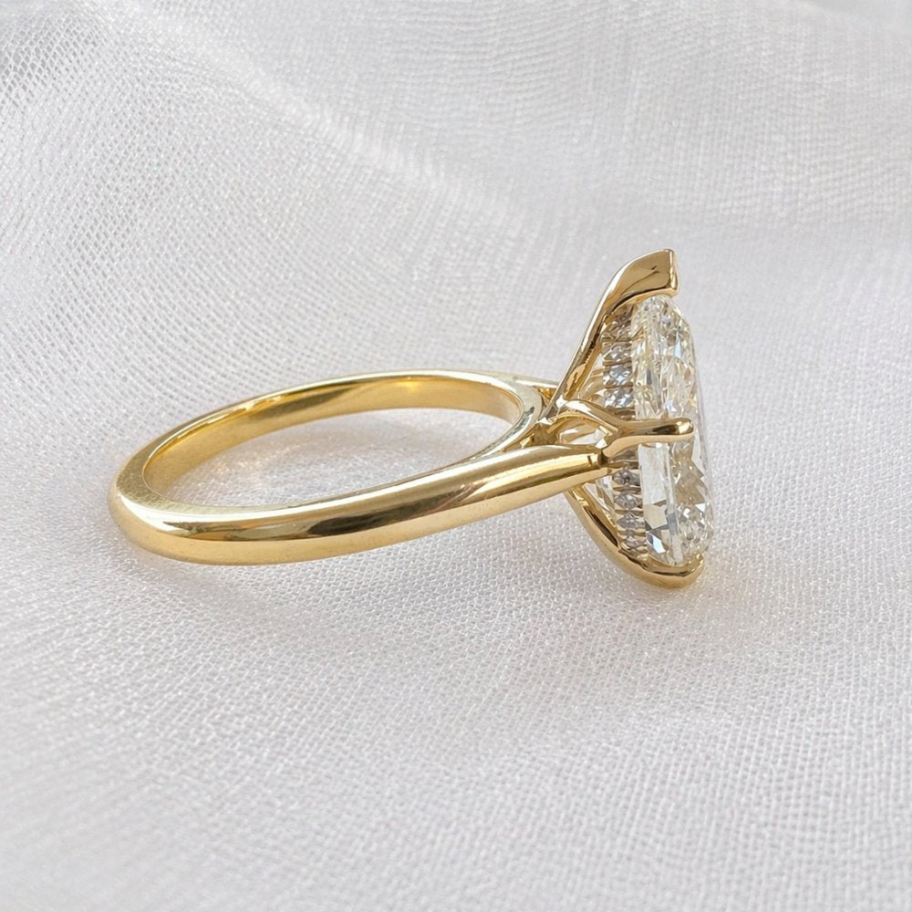 Elsa 3ct Pear Cut Hidden Halo Tulip Setting Ring - M&F Series image 5