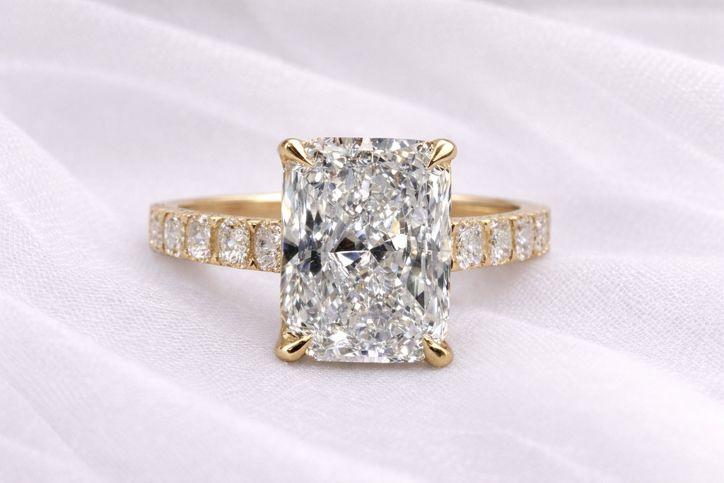 Fay-Maree 7.6CTW Radiant Cut Moissanite Engagement Ring - M and F Series image 8