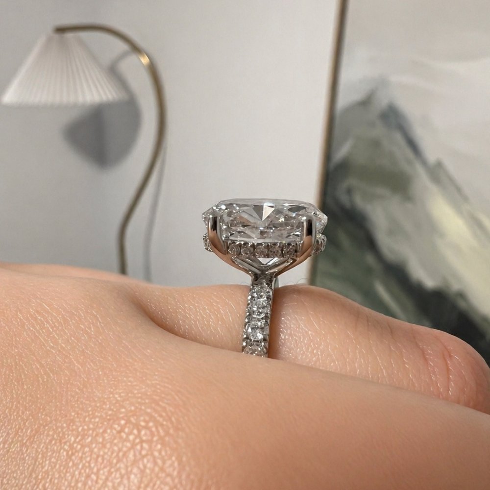 Signature Claire 3.5ct Oval Cut V Prong Pave Ring image 4