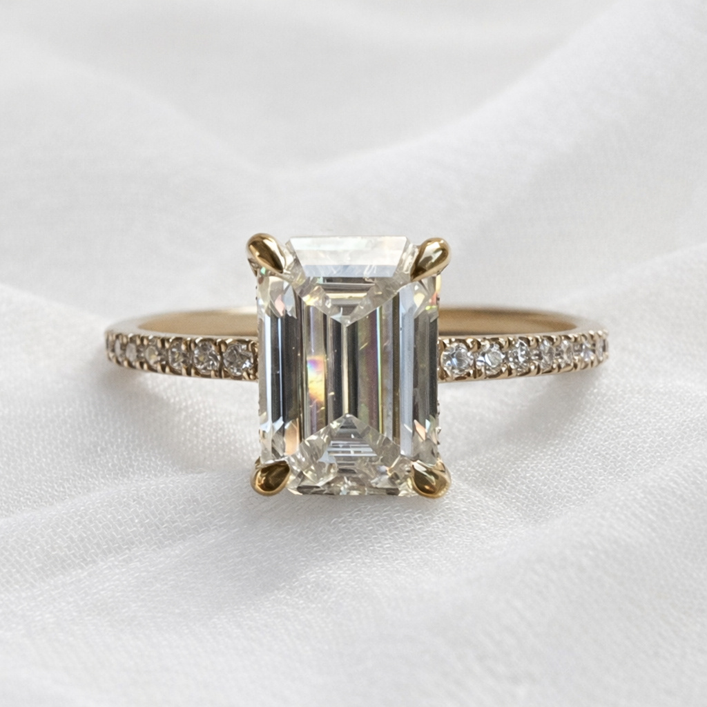 Signature Charlotte Emerald Cut 2-2.5ct Moissanite Ring image 3