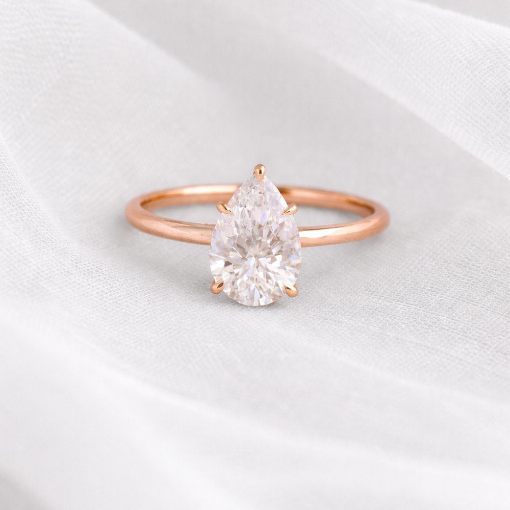 Signature Vela 4ct Pear Cut Cathedral Set Ring image 4