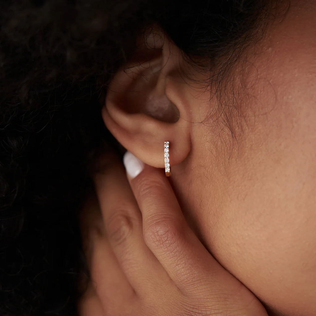 Willow Moissanite Huggie Inside Out Earrings image 1