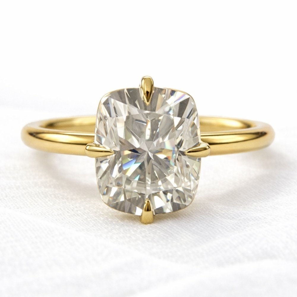 Lizzi 3ct Elongated Cushion Compass Prong Engagement Ring - M and F Series image 0
