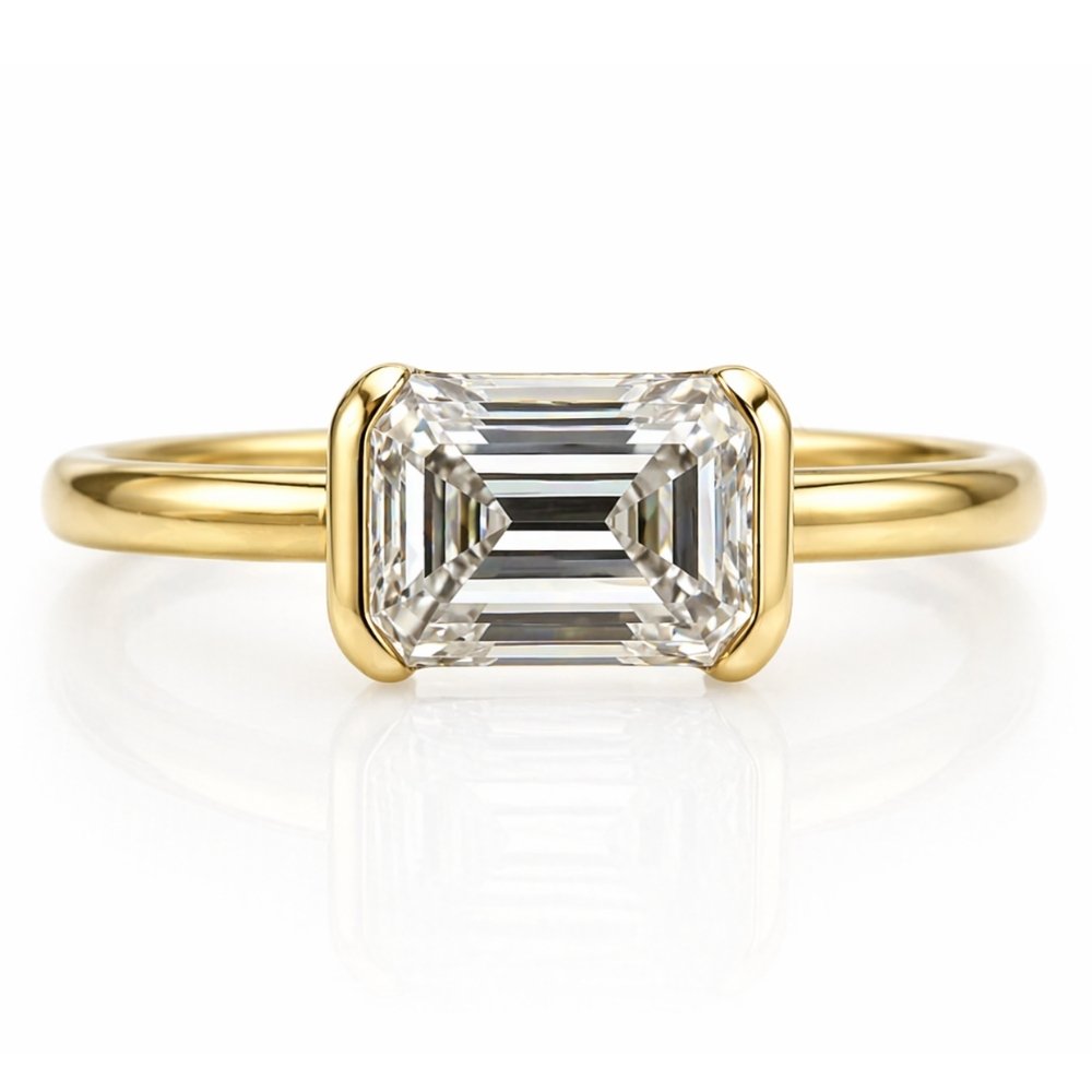 Signature Rio East West Half Bezel Emerald Cut 1.5ct Ring image 0