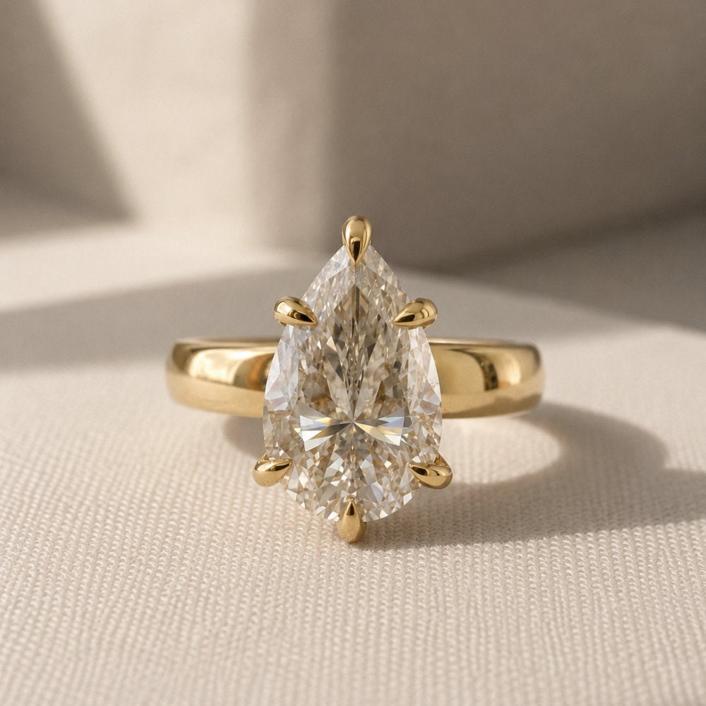 Florie 3ct Pear Wide Band Ring